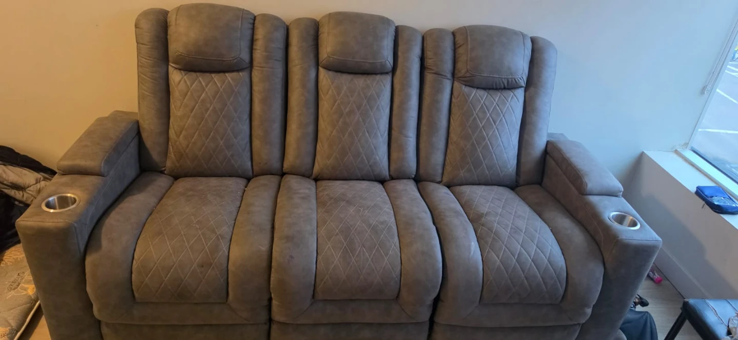 Grey Power Reclining Sofa with LED Lighting - photo 3