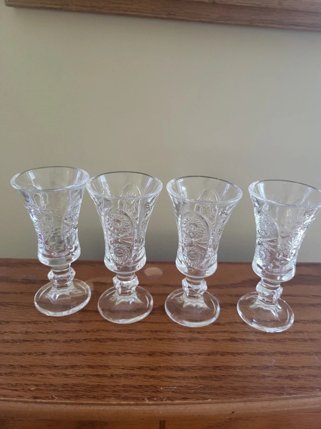 Set of 4 Vintage Clear Glass Cordial Glasses
