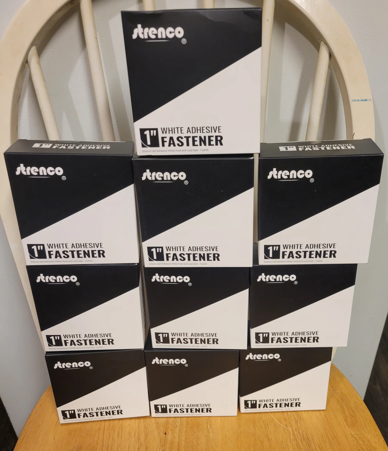 LOT 10 BOXES / Strenco 1" White Hook & Loop Velcro Tape