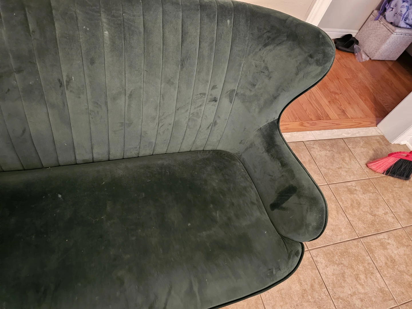 Dark Green Velvet Settee - photo 3