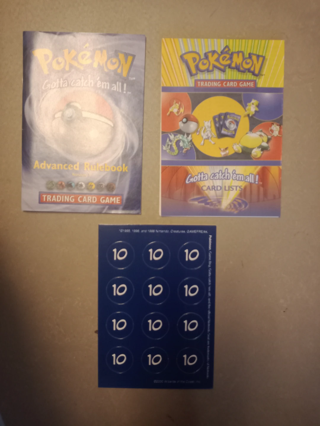 Vintage Pokemon TCG Rulebooks and Damage Counters