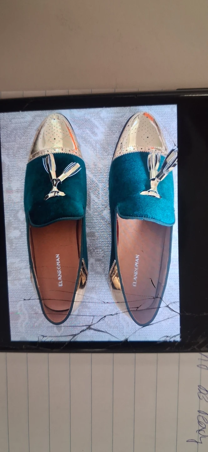 Elanroman Velvet Loafers with Gold Toe Cap - photo 2