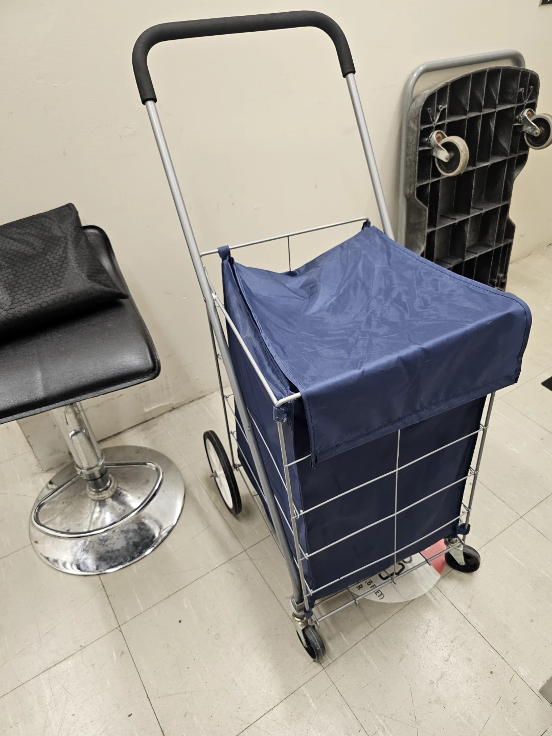 Blue Rolling Shopping Cart