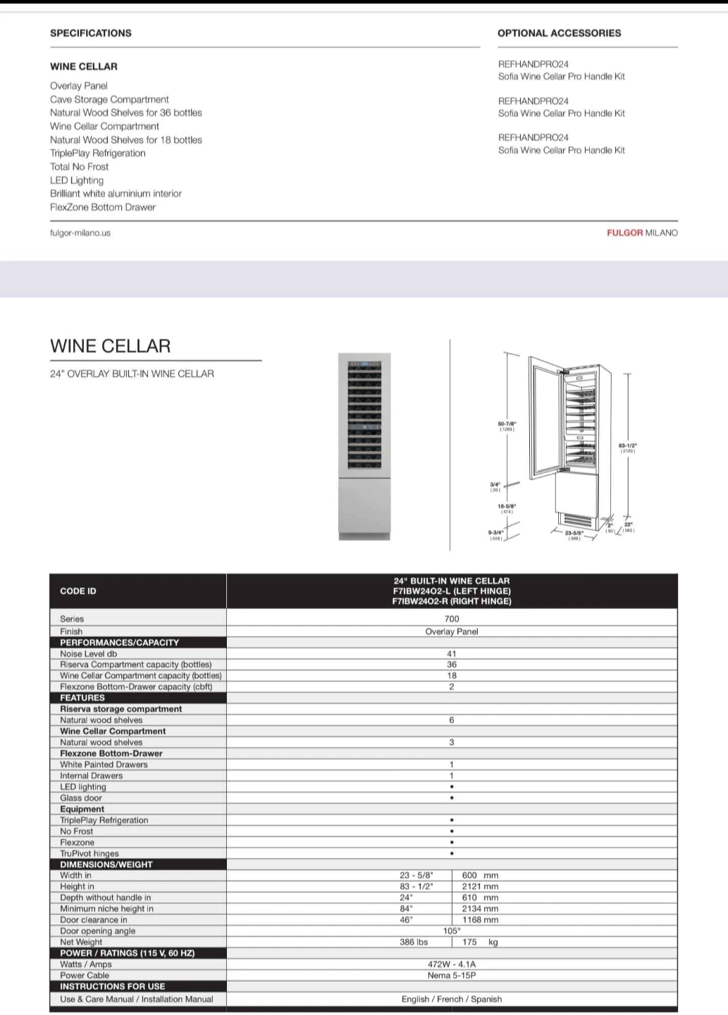 Fulgor Milano 24-inch Built-in Wine Cellar - photo 4