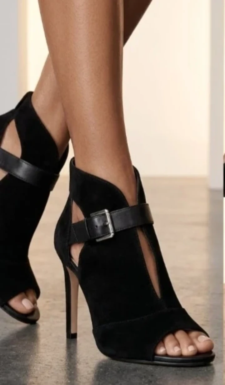 Michael Kors black suede peep-toe heels