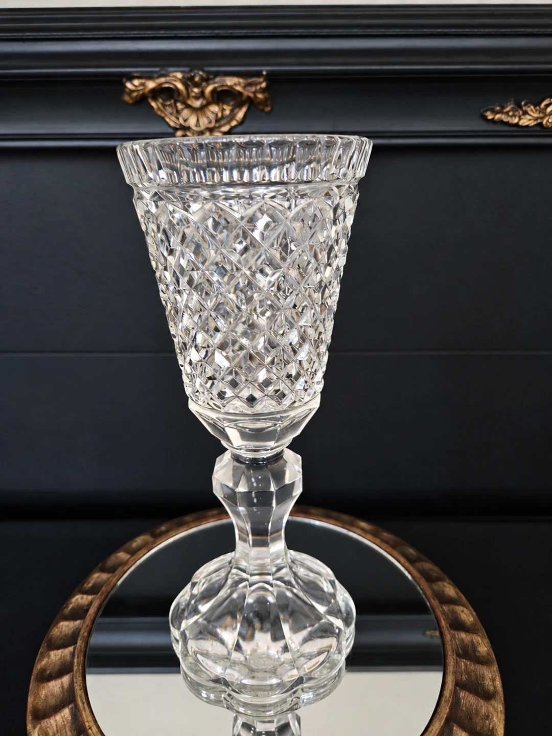 Vintage 30s Cut Crystal Pedestal Candy Dish with Lid - photo 2