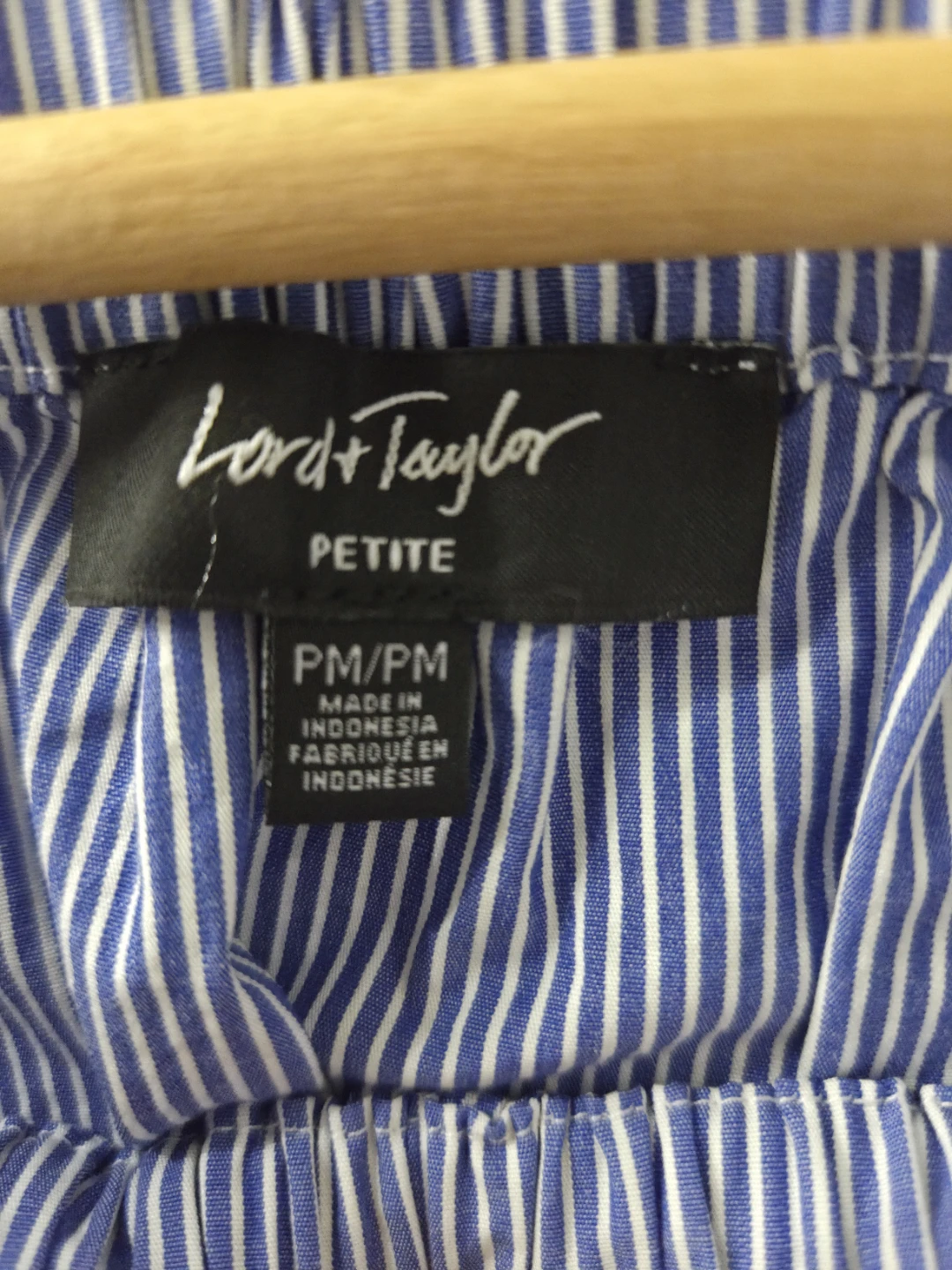 Lord & Taylor Petite Blue and White Striped Top (Size M) - photo 3