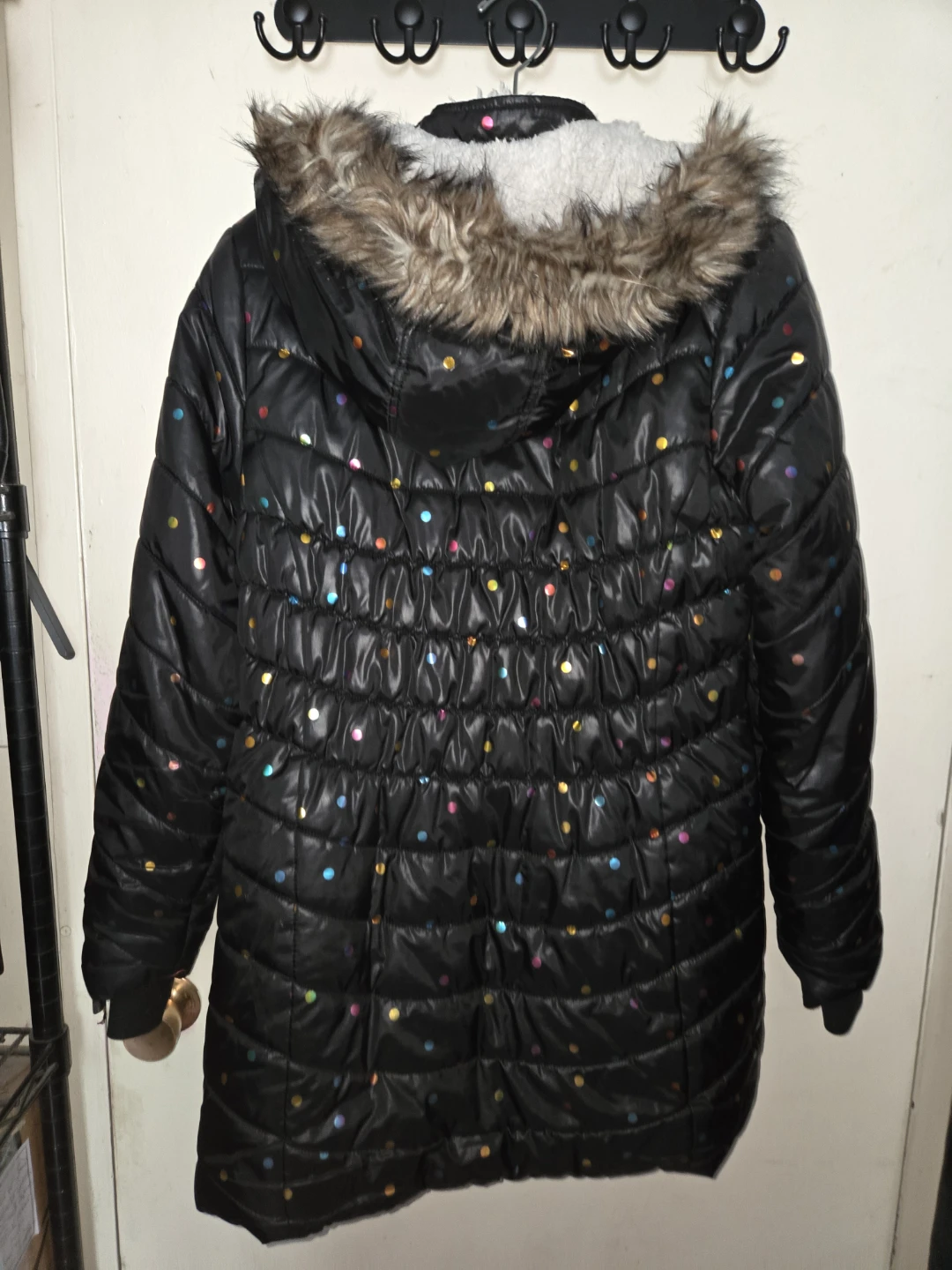Cat & Jack Metallic Dot Puffer/Sherpa Coat in a Big Kid's XXL - photo 2