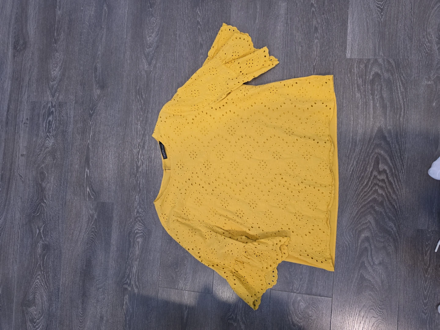 Zara Yellow Eyelet Blouse