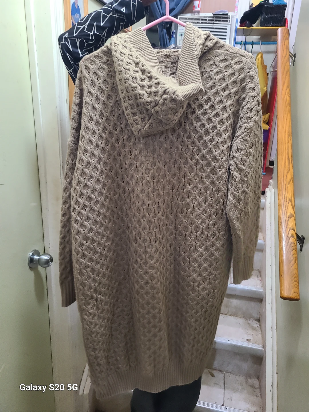 Tan Hooded Knit Cardigan - photo 2