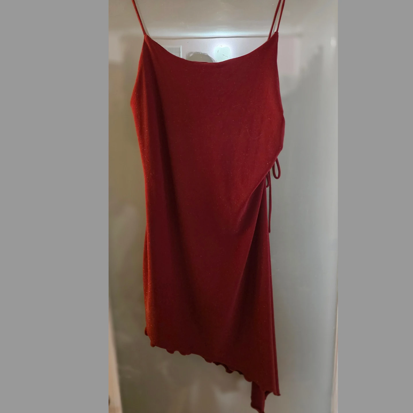 Red glitter slip dress