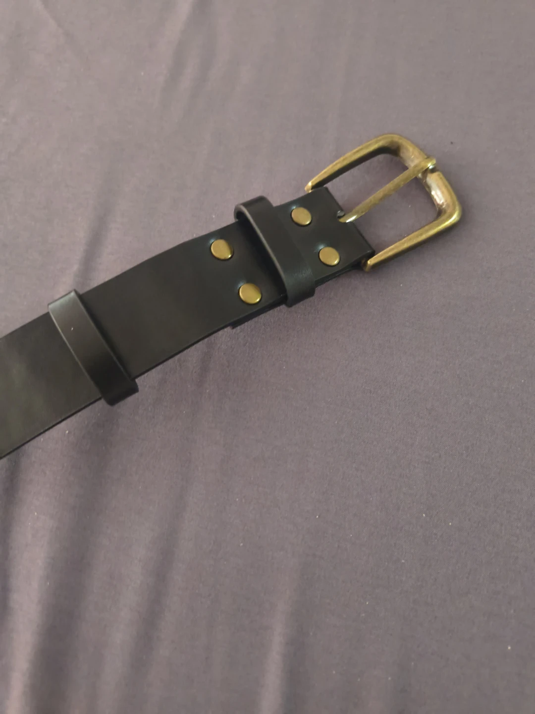 Black Leather Belt with Brass Buckle