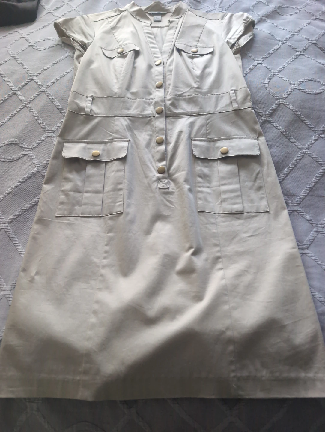 H&M beige button-down utility dress