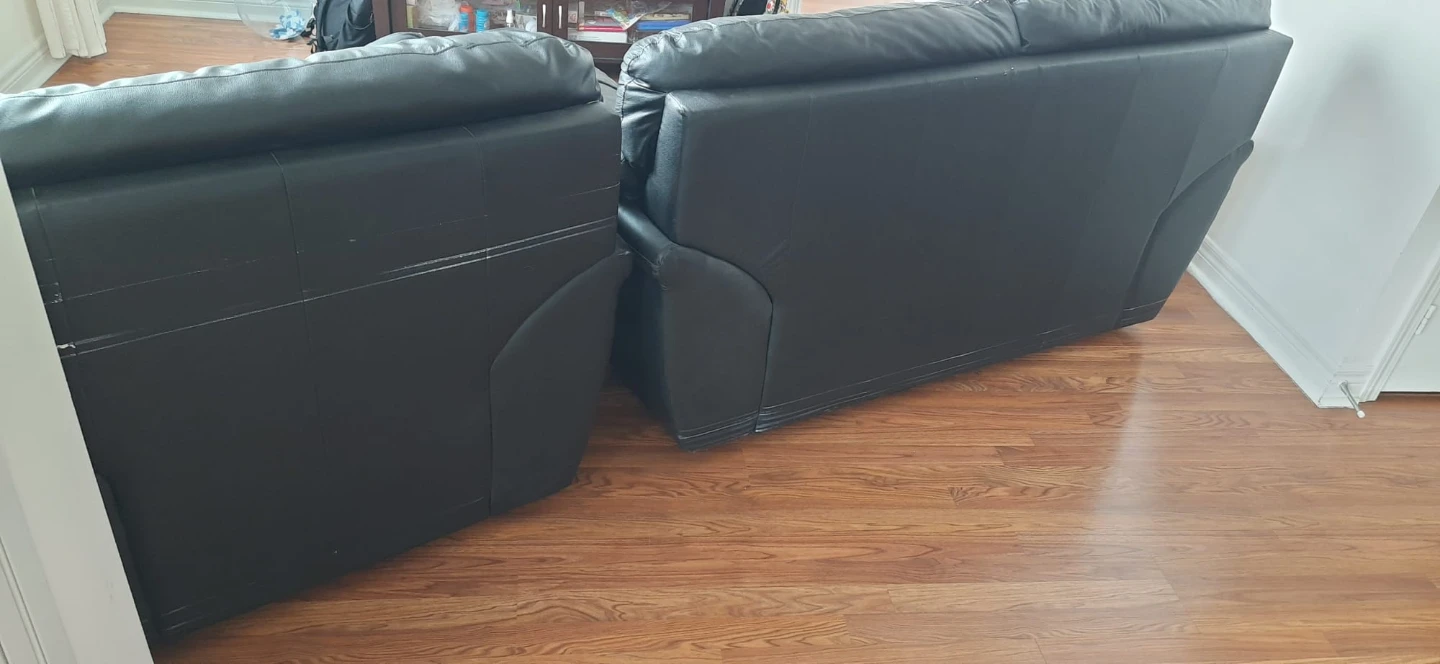 Black Leather Sofa and Armchair Set - photo 4