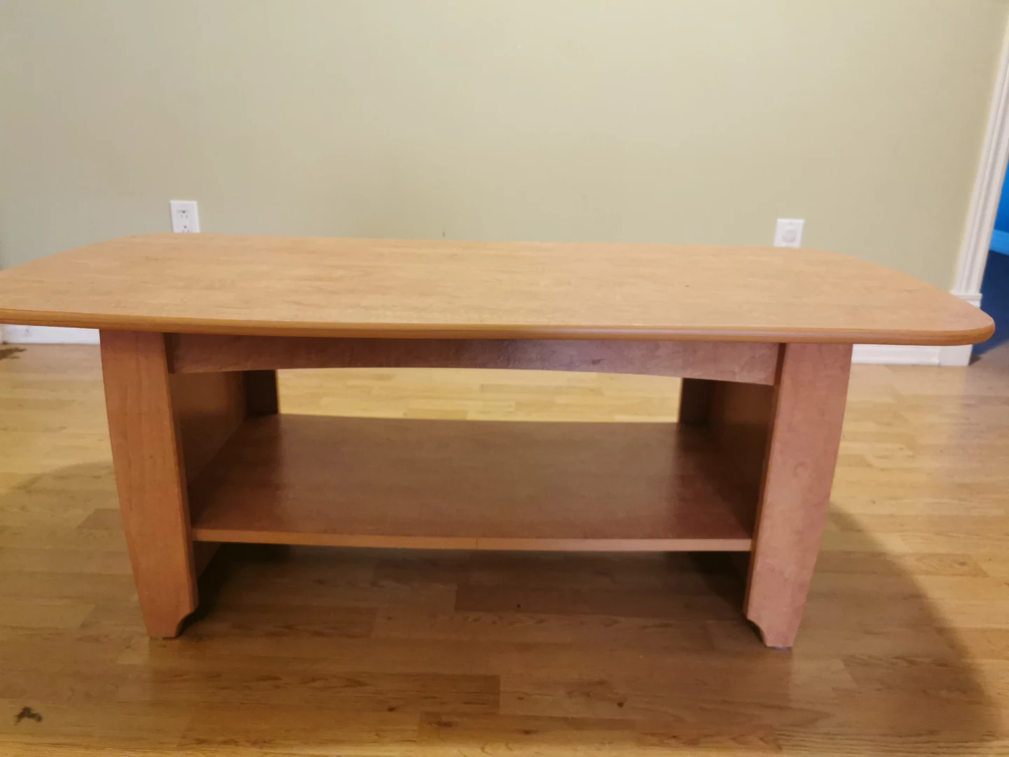 Light Wood Coffee Table with Shelf - photo 2