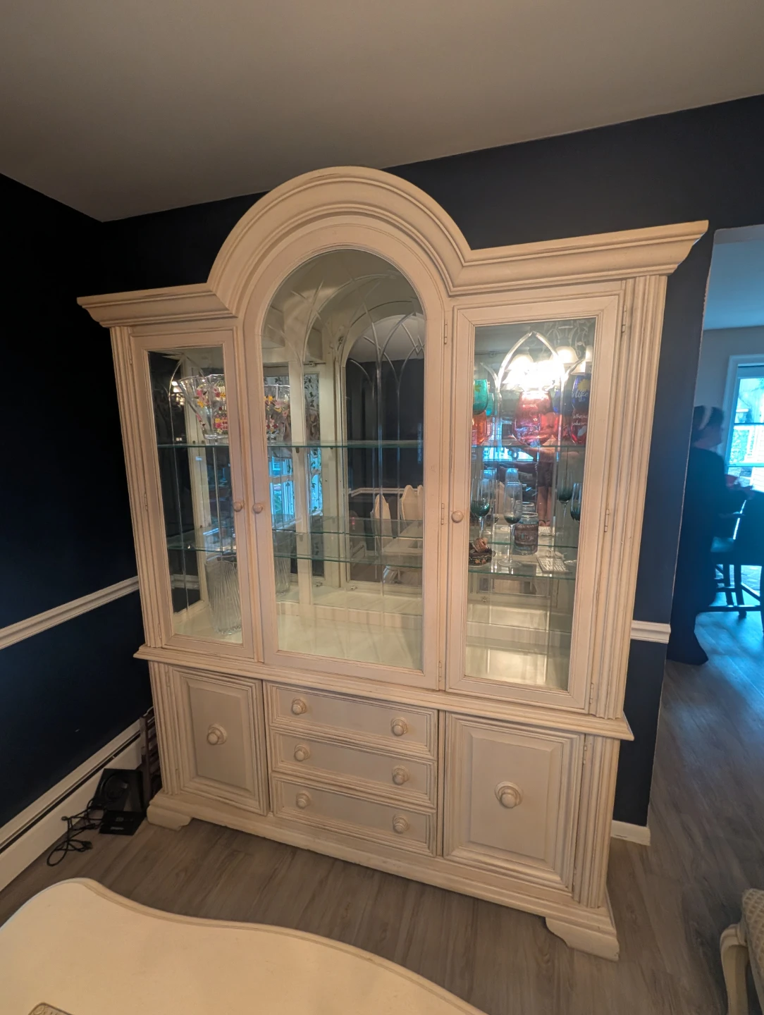Large Antique White China Cabinet - photo 3
