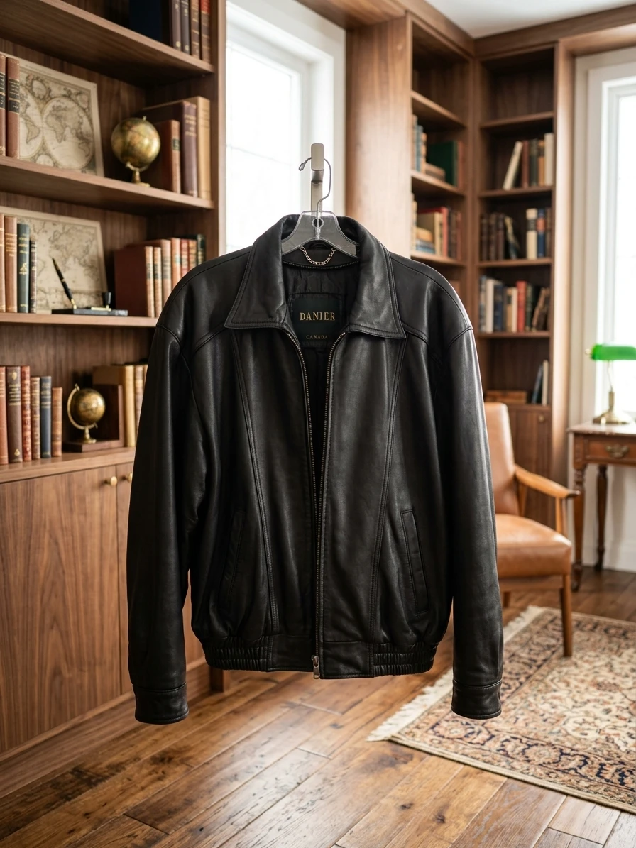 Danier men Black Leather Jacket Size M/M - photo 2