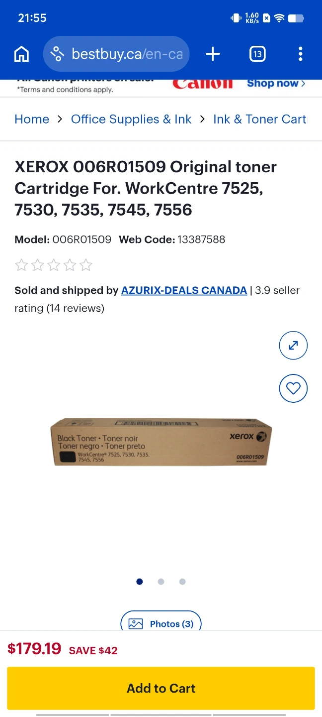 Xerox 006R01509 Black Toner Cartridge