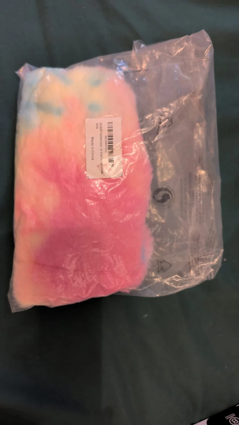 Rainbow Faux Fur Drawstring Pouch - photo 4