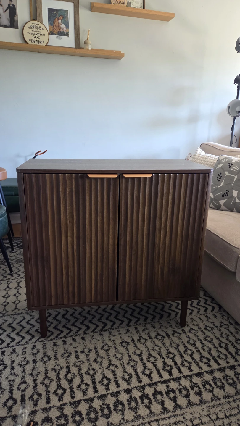 Mid-Century Walnut Storage Cabinet w/ 2 Shelves *new - photo 2