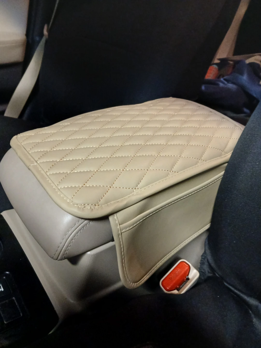 Quilted Beige or black Car Armrest Console Pad Cover - photo 4