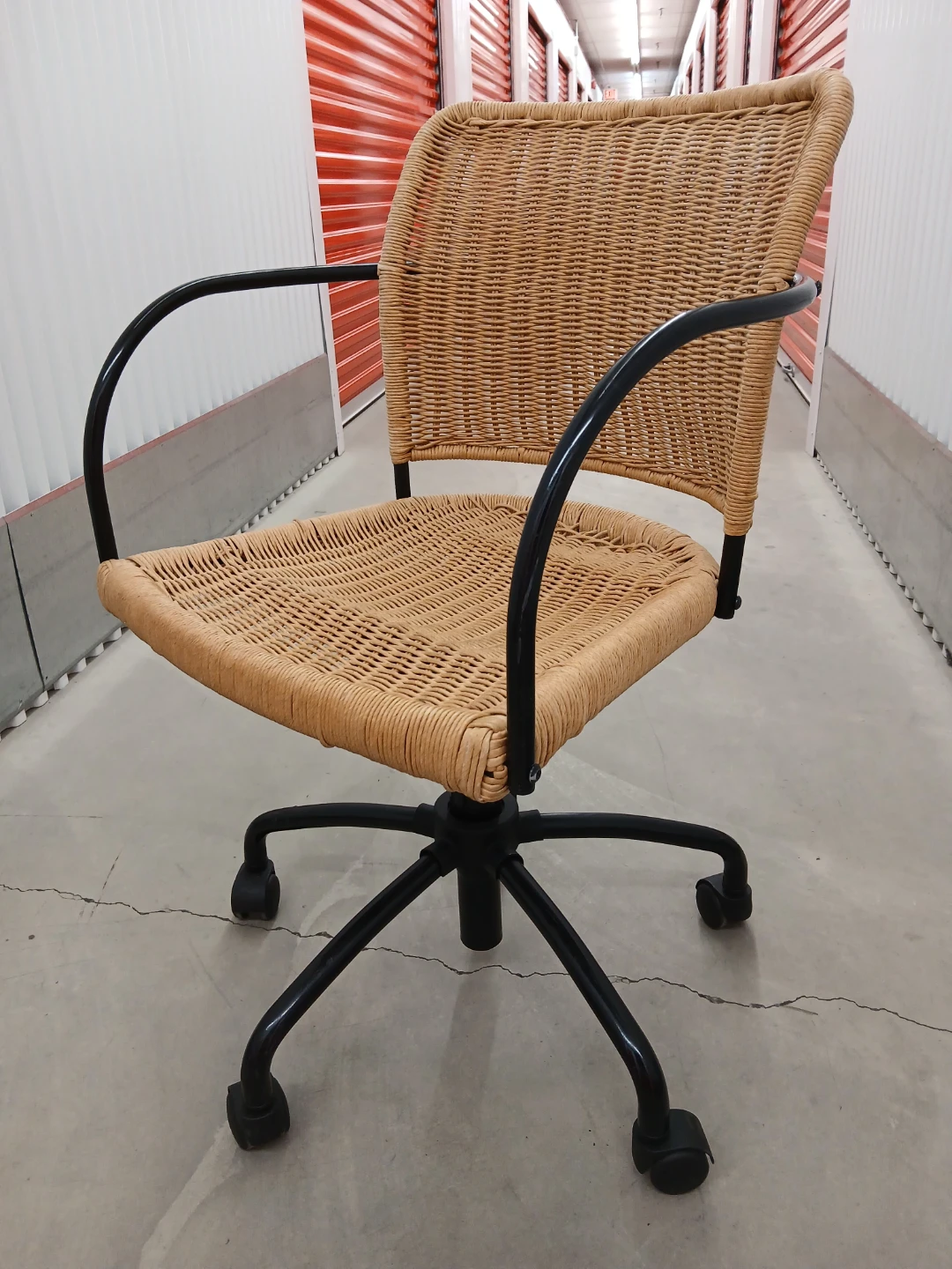 Woven Wicker Rolling Desk Chair - photo 2
