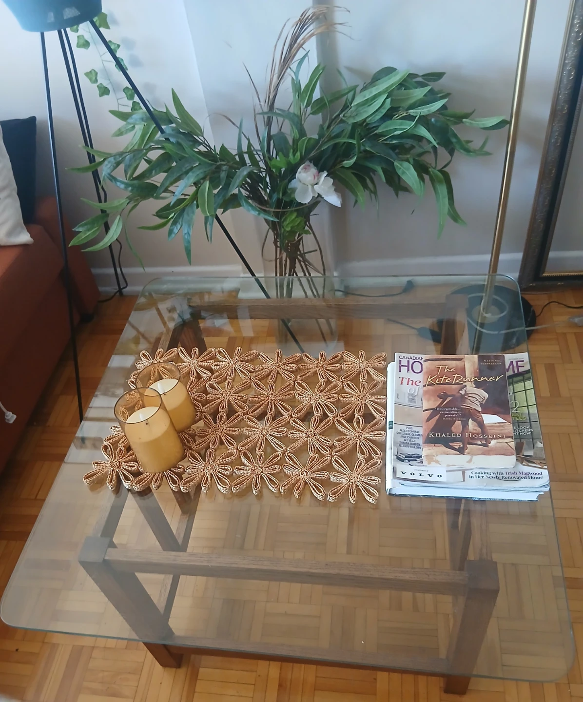 Mid-Century Modern Coffee Table with Glass Top