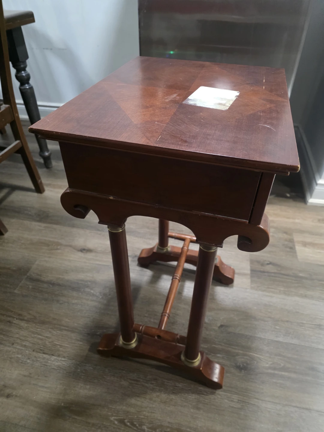 Vintage Mahogany Side Table with Drawer - photo 3