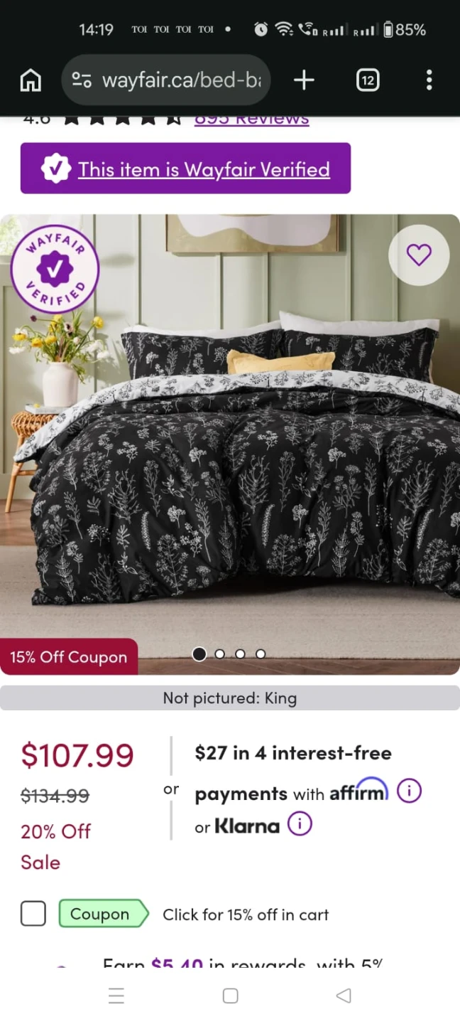 Wayfair Floral Comforter Set king size with pillow shams - photo 4