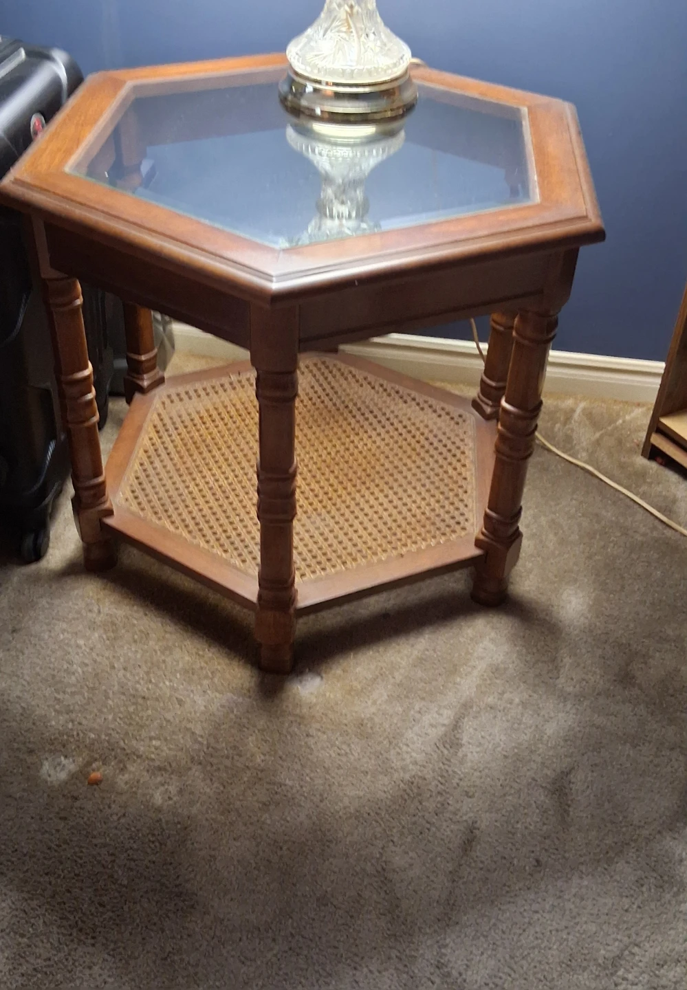 Wooden Coffee Table with Glass Top and 2 matching end tables - photo 3