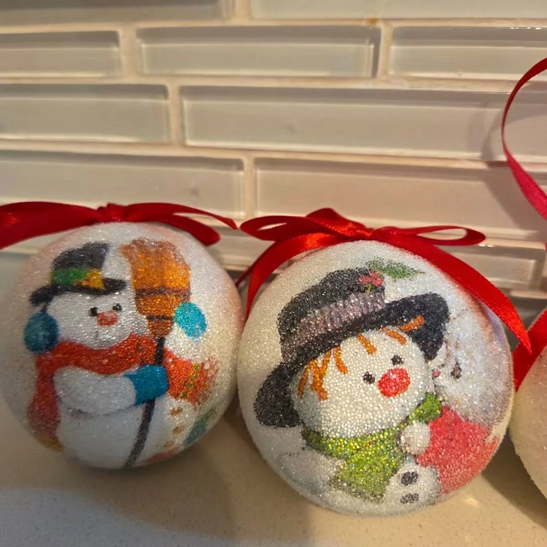 Set of 6 Glitter Snowman Christmas Ornaments - photo 4