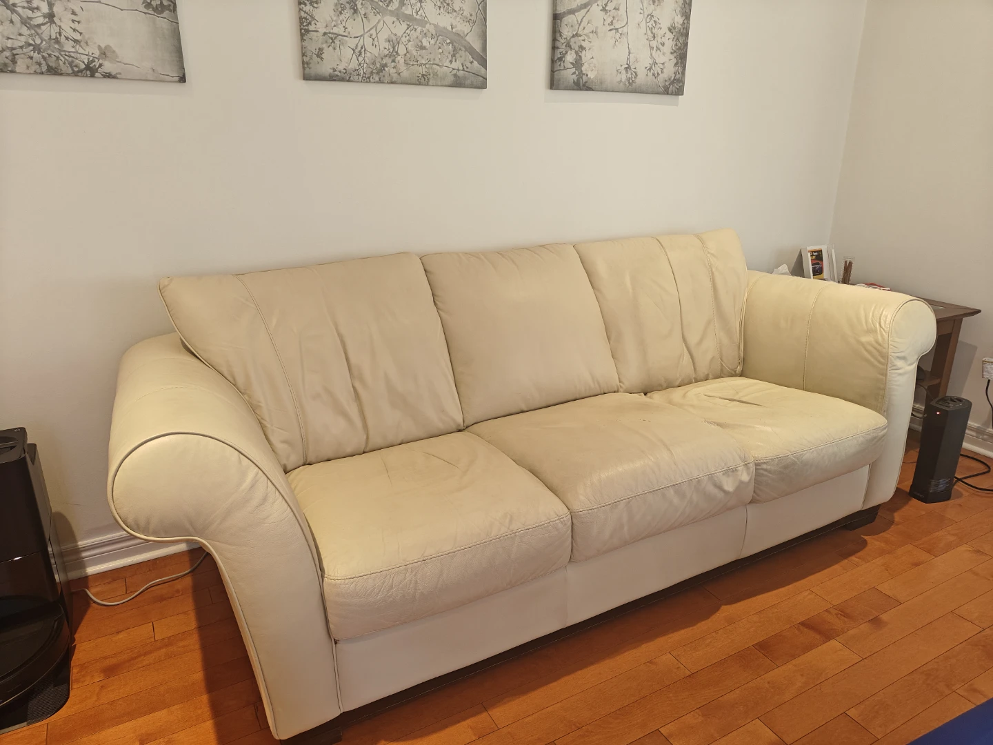 3 Seater & Single Natuzzi Italsofa Genuine Leather Beige Sofa - photo 3