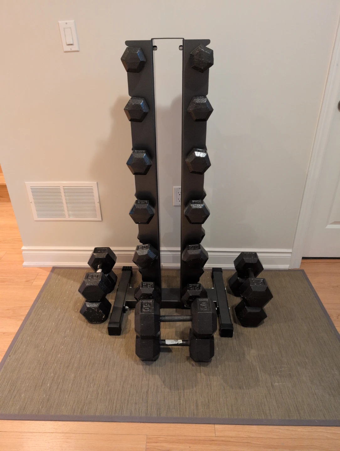 Cast Iron Hex Dumbbell Set with Vertical Rack