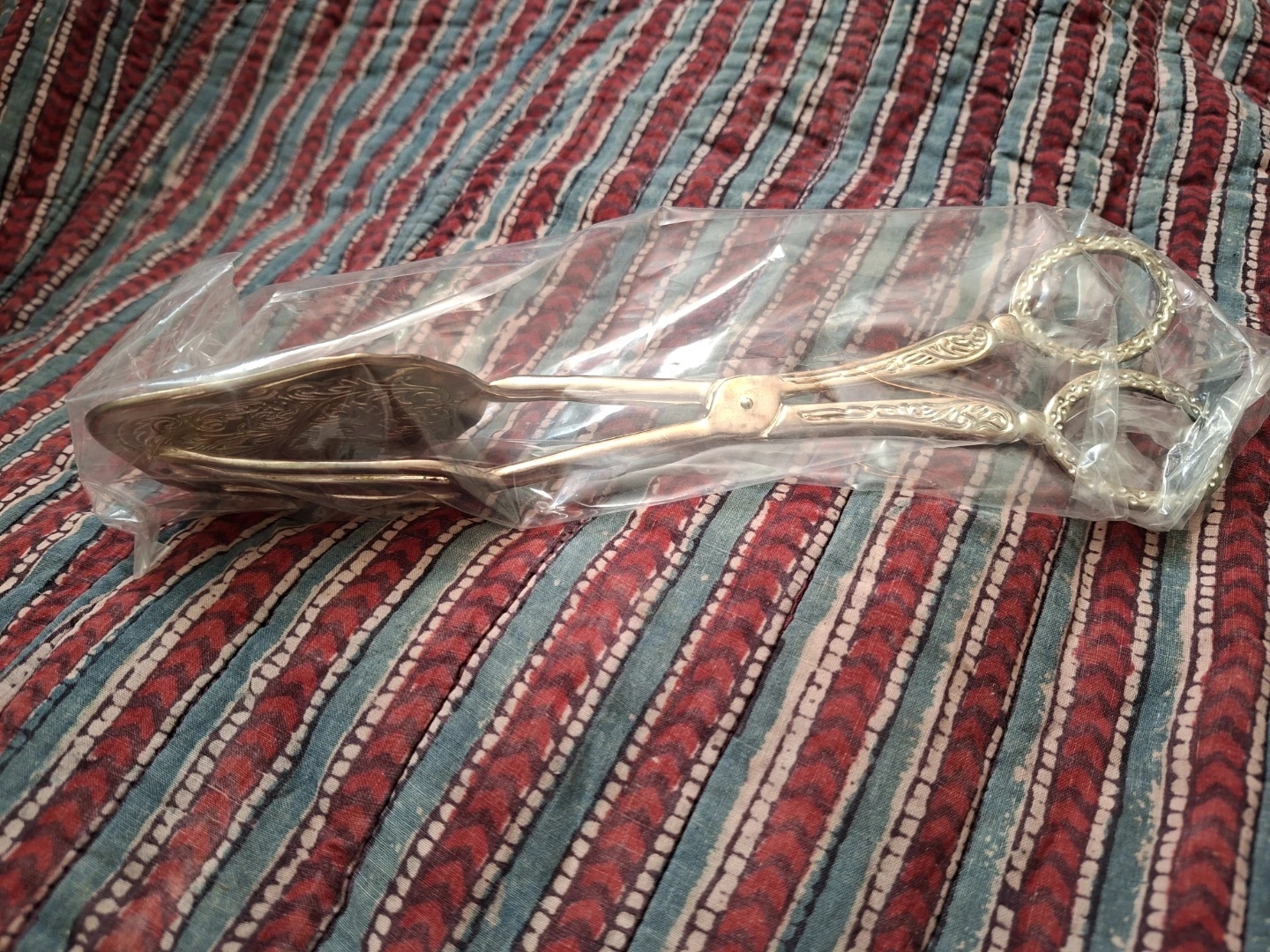 Silver-Tone Decorative Salad and Cake Server Tongs