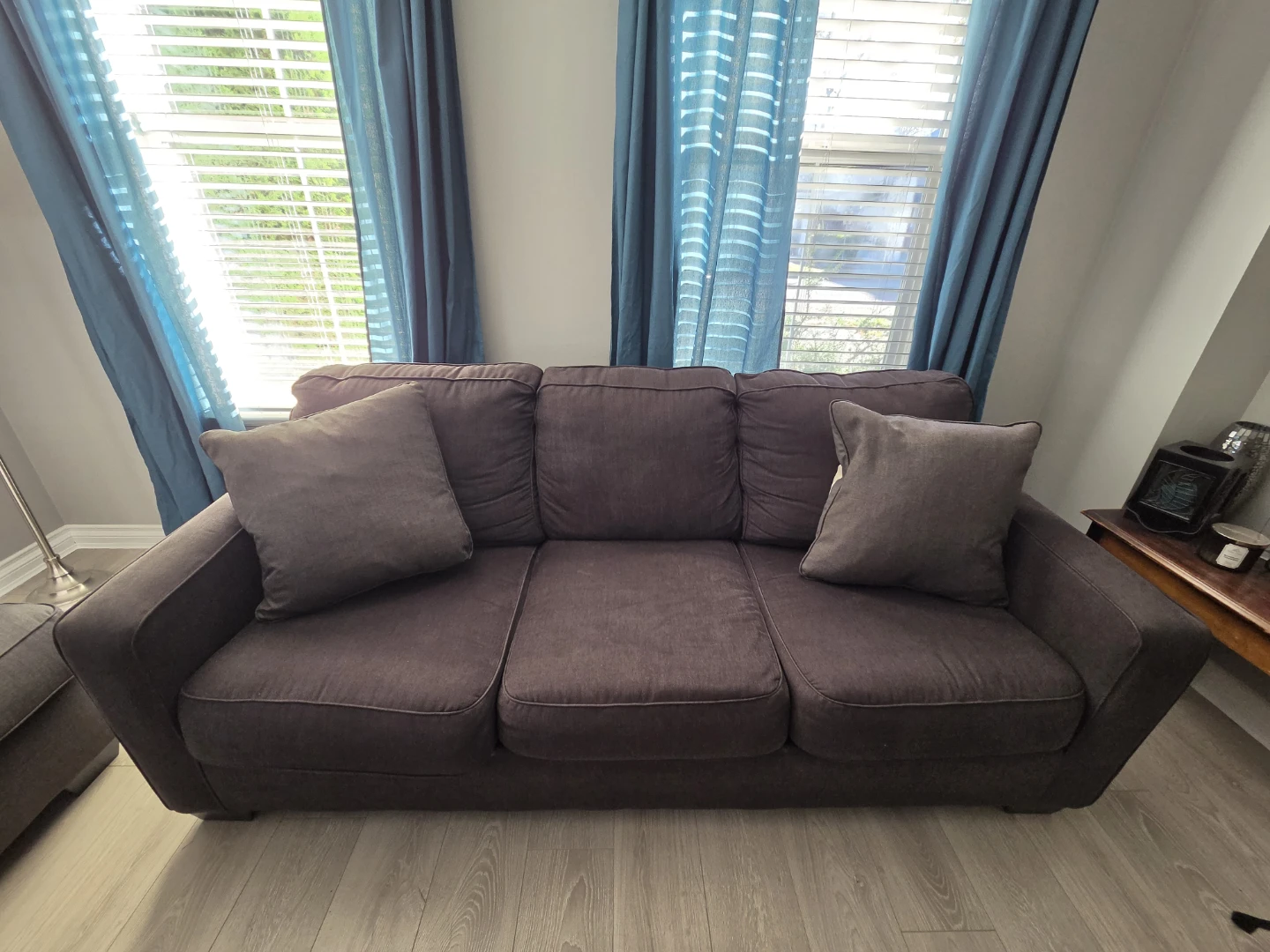 Grey Couch with Reversible Pillows - photo 2