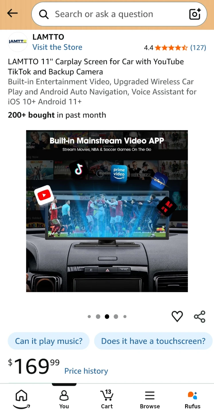 LAMTTO 11-inch Wireless Carplay and Android Auto Screen - photo 2