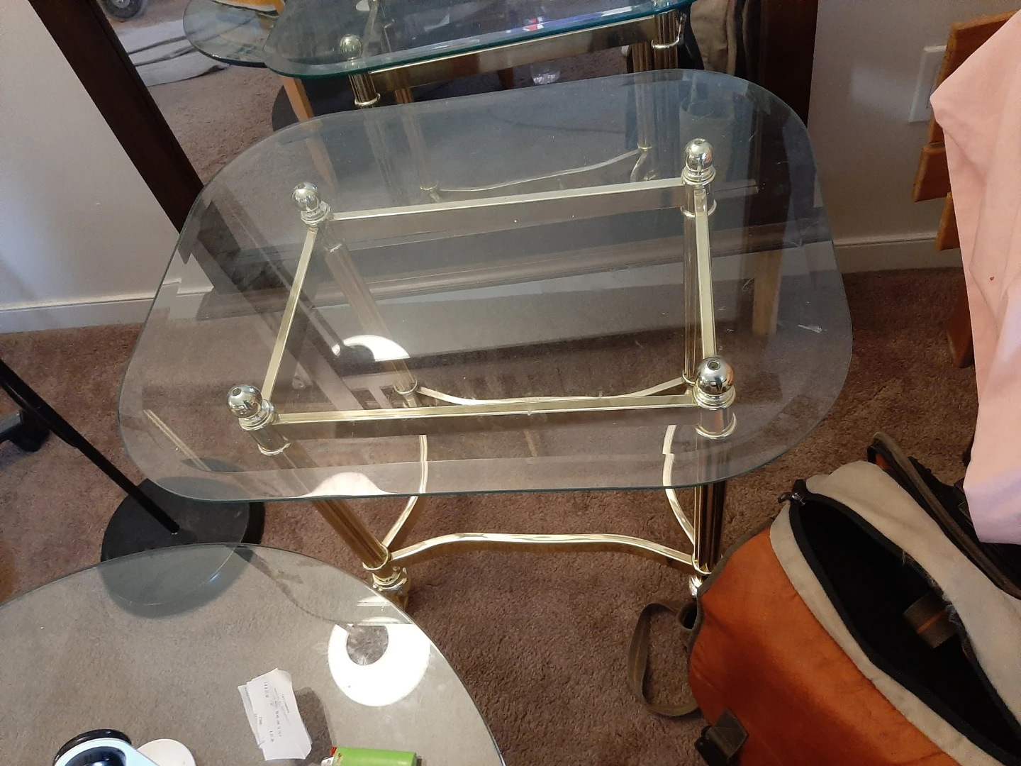 Glass and Brass Finish Side Table