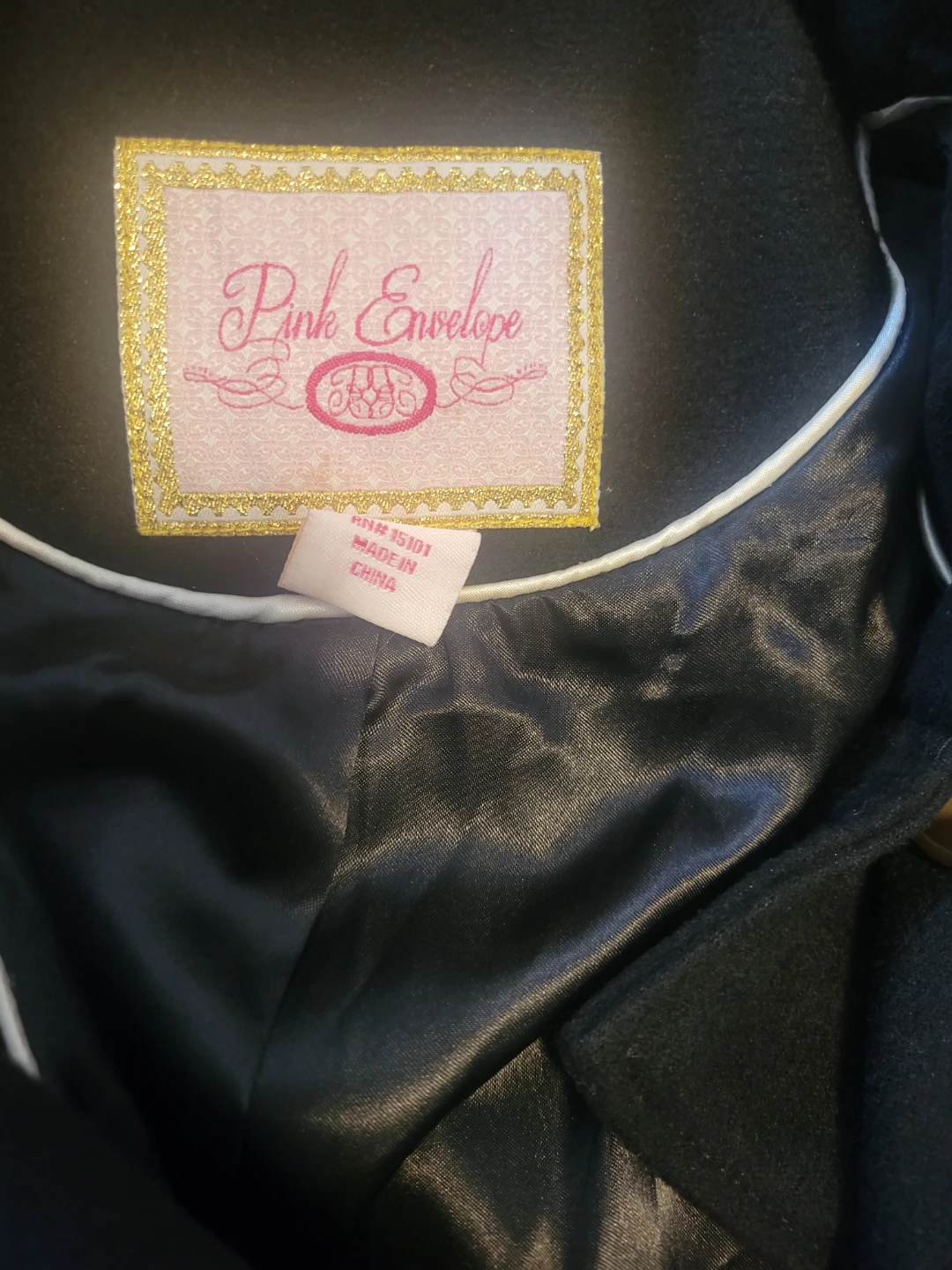 Pink Envelope Black Hooded Pea Coat - photo 2