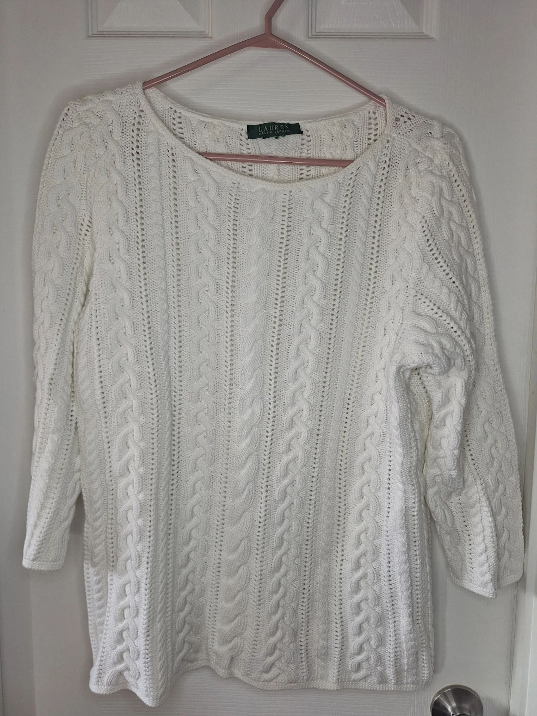 Lauren Ralph Lauren White Cable Knit Sweater