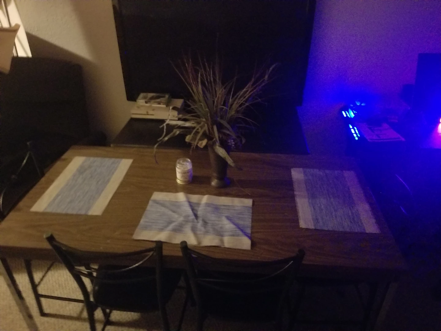 Dark Wood Finish Desk with Metal Legs and chairs - photo 2
