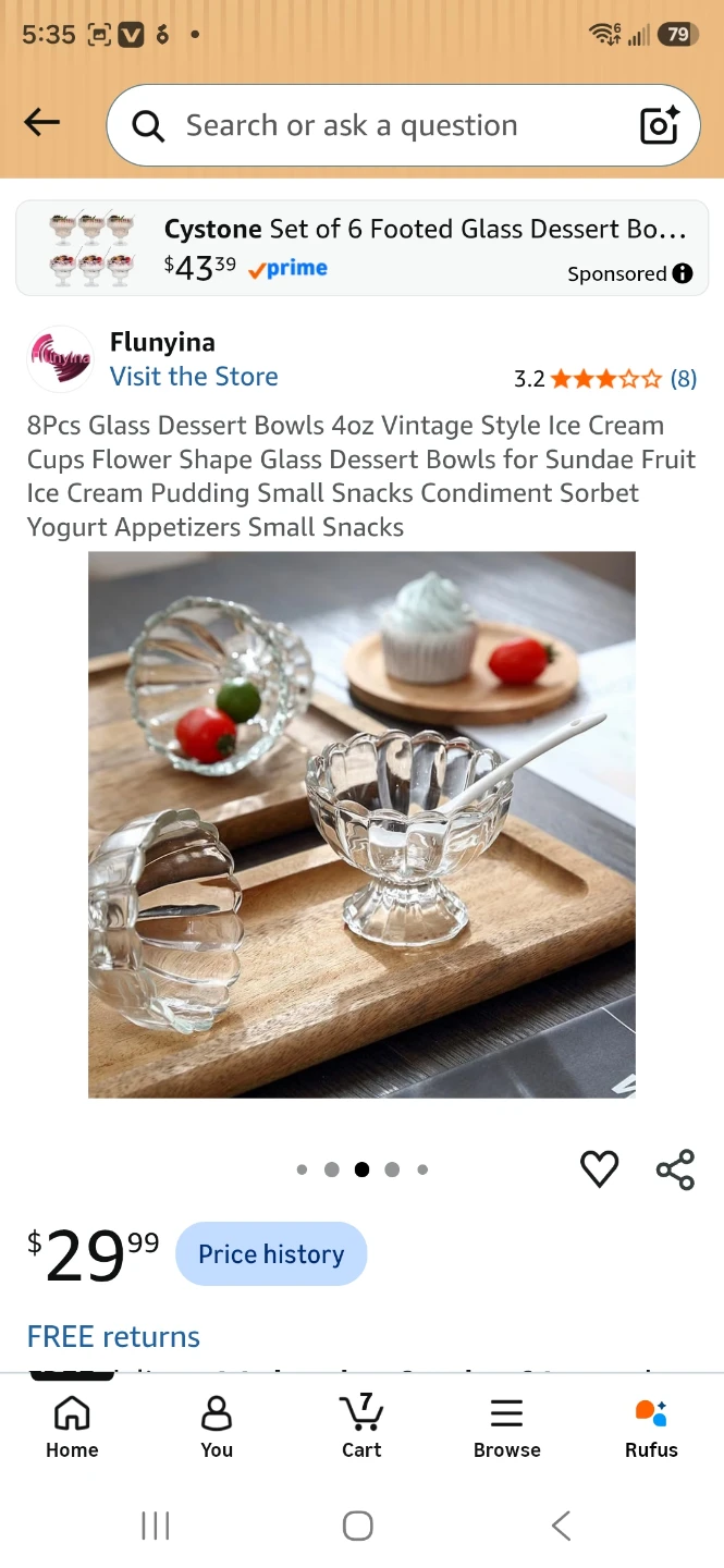 8-Piece Vintage Style Glass Dessert Bowls - photo 4