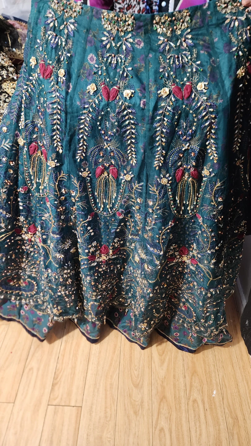 Teal and Magenta Embroidered Lehenga Set - photo 4