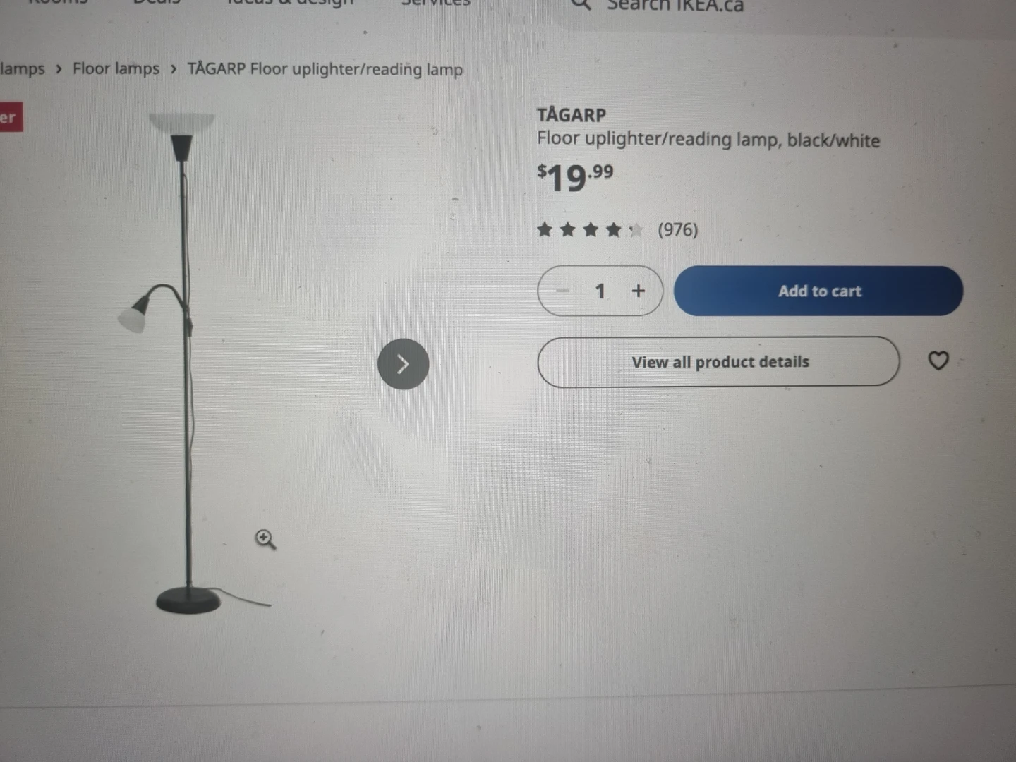 IKEA TAGARP Floor Uplighter/Reading Lamp - photo 2