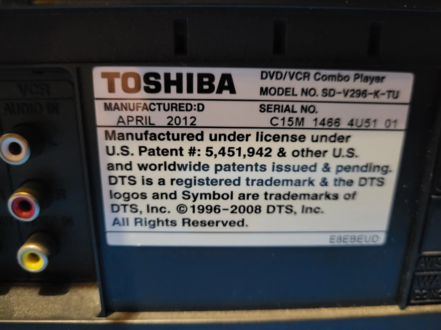 Toshiba DVD/VCR Combo Player - photo 4