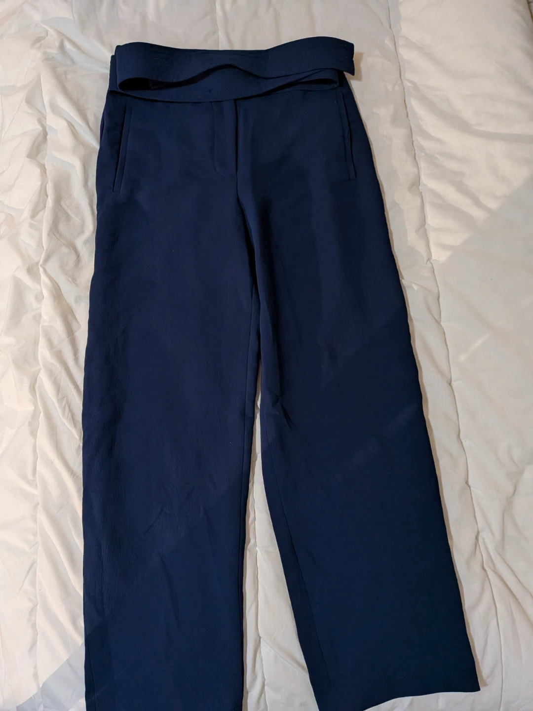 Aritzia Navy Blue High-Waisted Trousers