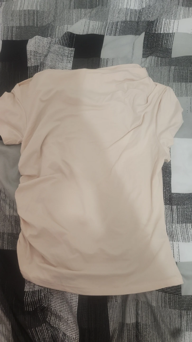 Beige Short-Sleeve Top Size Large