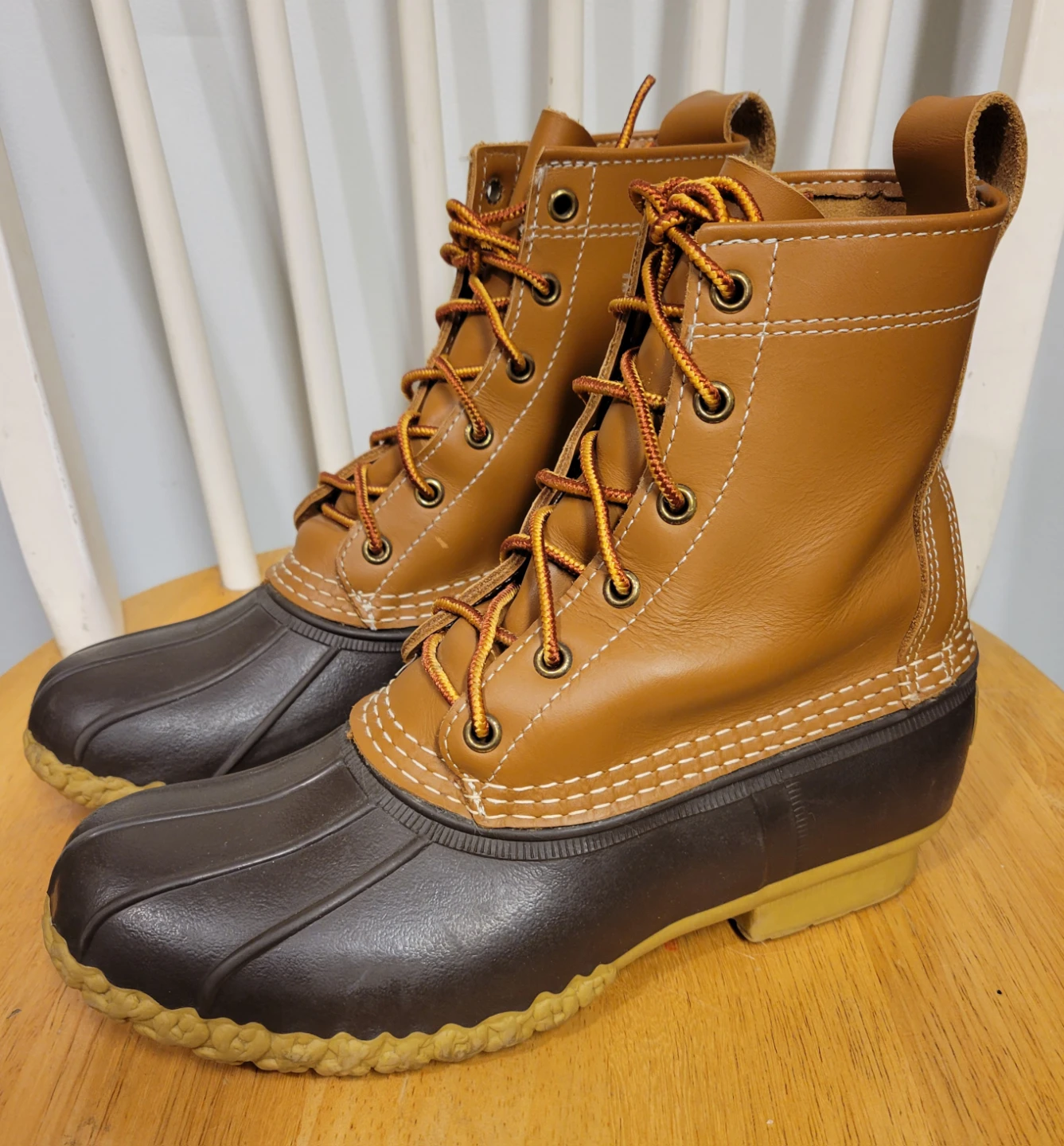 L.L. Bean Duck Boots Women Brown Leather Lace-up Waterproof Sz 8