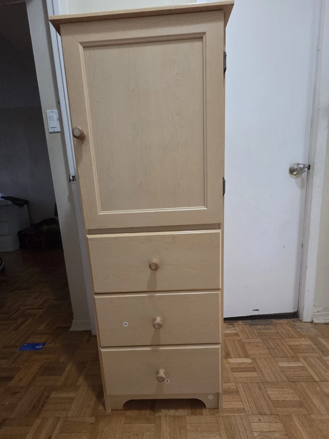Tall Wooden Storage Cabinet with Three Drawers