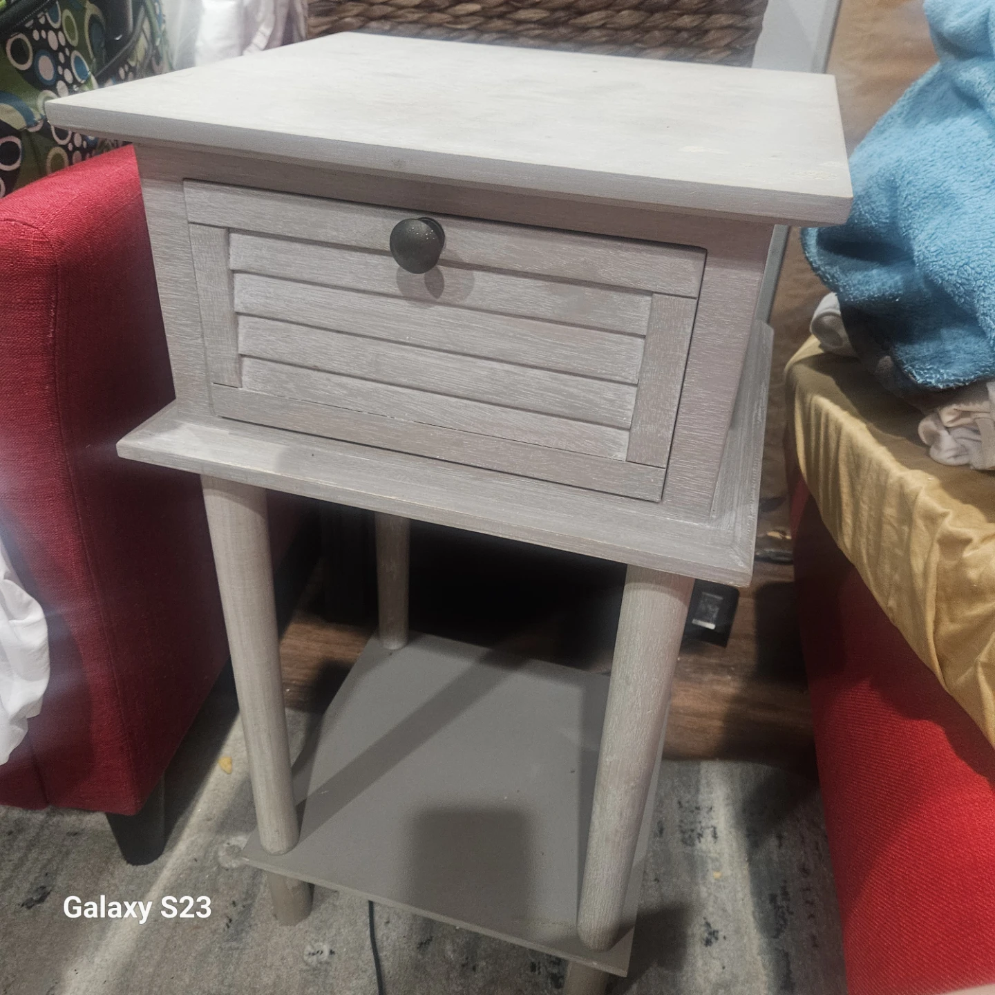 Rustic Gray Wood Nightstand