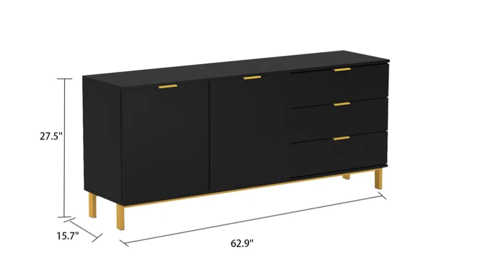 Modern Black Sideboard with Gold Accents - photo 3